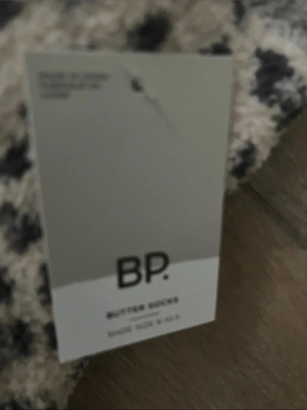 bp Cozy Fuzzy Socks in Beige Leopard and Gray Stripe